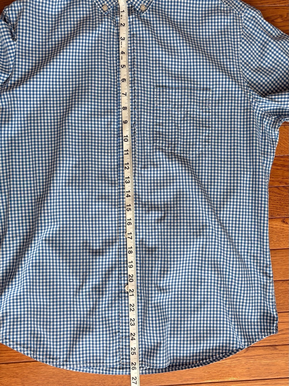GAP Mens Medium Classic Blue & White Gingham Button-Down Shirt -100% Cotton - Picture 13 of 14